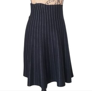 Max Studio Pinstripe Knit  Black Midi Slip Skirt